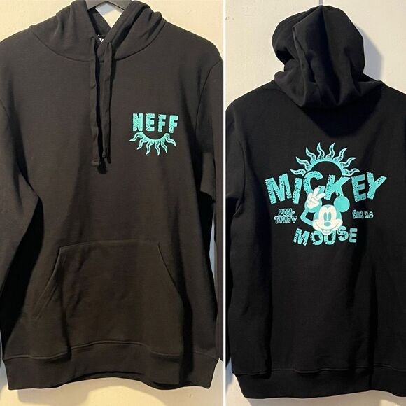 NEFF Black and Tiffany Blue Mickey Mouse Hoodie Sweatshirt-XL NWT - Picture 1 of 9